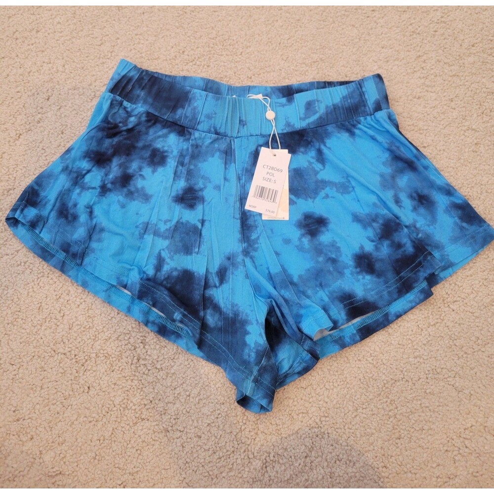NWT CITRUS womens Versatile Soft Flowy Blue Tie Dye Shorts Size Small Boho Beach